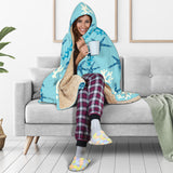 Blue Starfish Coral Reef Pattern Hooded Blanket