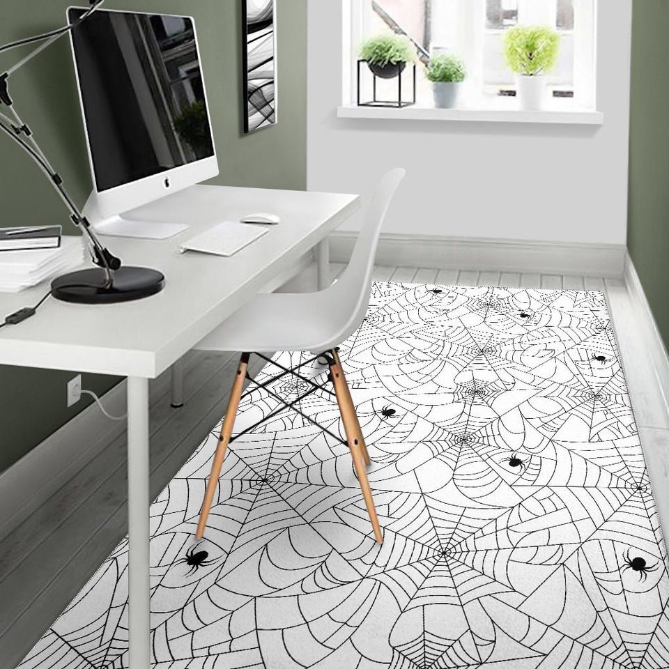 Spider Web Cobweb Pattern White Background Area Rug
