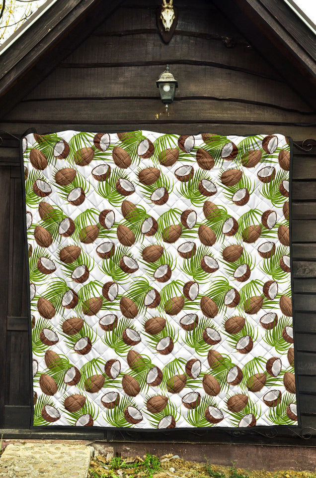Coconut Pattern Print Design 04 Premium Quilt