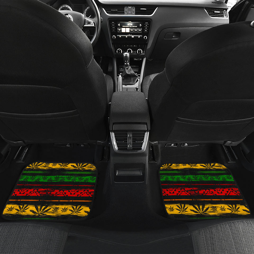 Canabis Marijuana Weed Pattern Print Design 04 Front and Back Car Mats