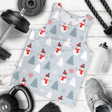 Snowman christmas  tree snow gray background Men Tank Top