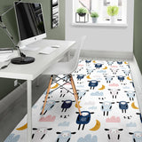 Cute Sleeping Sheep Moon Cloud Pattern Area Rug