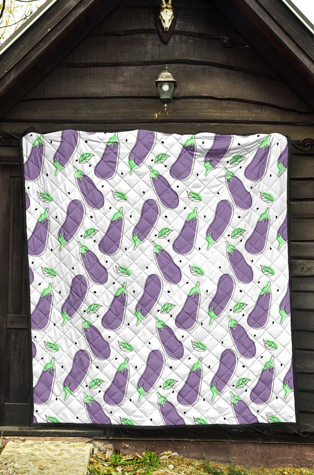 Eggplant Pattern Print Design 05 Premium Quilt