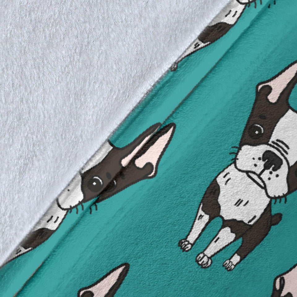 Hand Drawn Boston Terrier Dog Pattern Premium Blanket