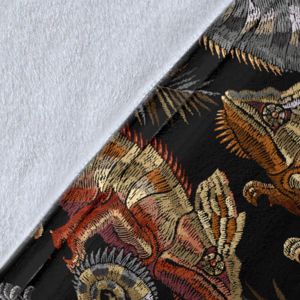 Chameleon Lizard Tropical Leaves Palm Tree Premium Blanket