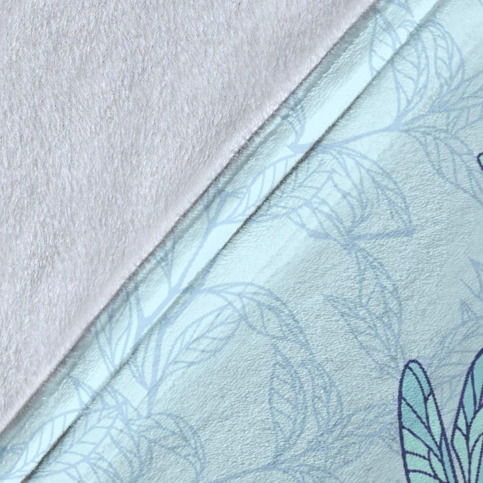 Dragonfly Pattern Blue Background Premium Blanket