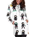 Cute Ninja Katana Sword Pattern Women'S Hoodie Dress