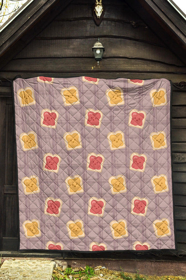 Bread Toast Pattern Print Design 05 Premium Quilt
