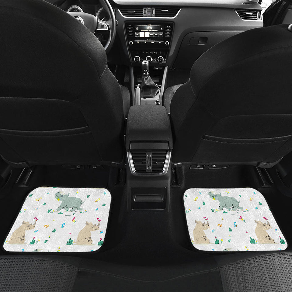 Cute Rhino Pattern Front And Back Car Mats