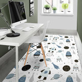 Hand Drawn Space Elements Space Rocket Star Planet Space Probe Area Rug