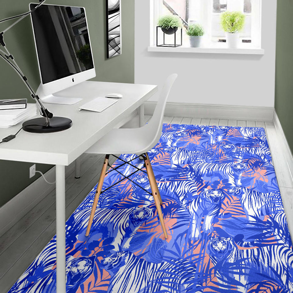 White Bengal Tigers Pattern Area Rug