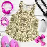 Light Green camo camouflage pattern Women Racerback Tank Top