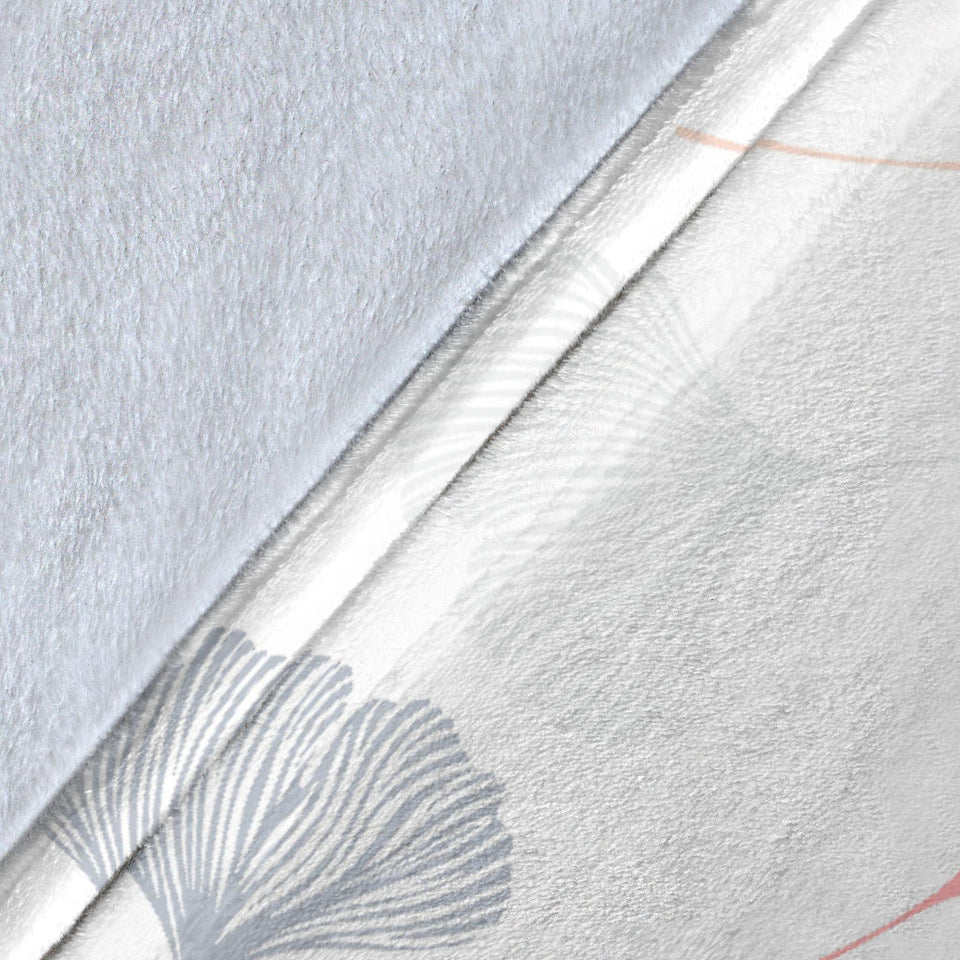 Black Gray Cream Coral Ginkgo Leaves Pattern Premium Blanket