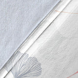 Black Gray Cream Coral Ginkgo Leaves Pattern Premium Blanket