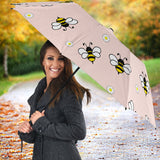 Cute Bee Flower Pattern Pink Background Umbrella
