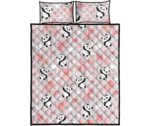 Cute panda ballon heart pattern Quilt Bed Set