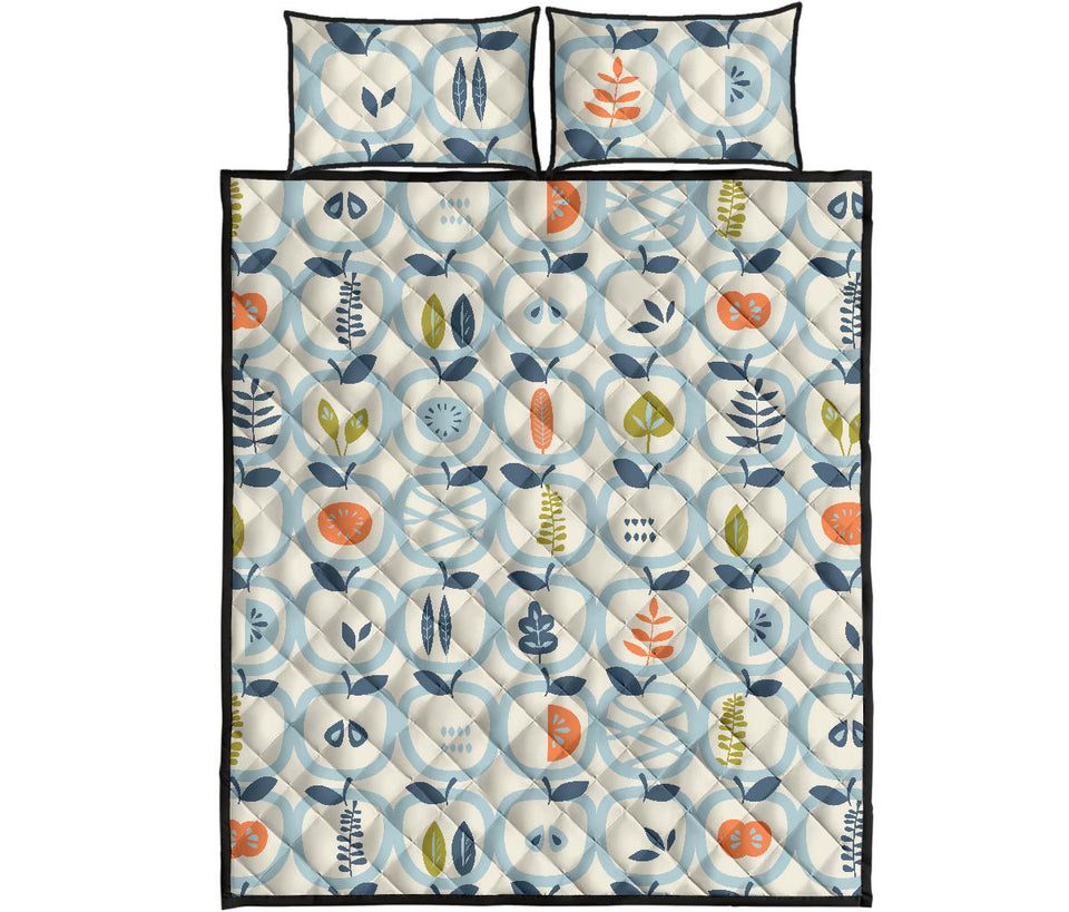 apples leaves pattern Quilt Bed Set