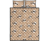 Cute raccoon heart pattern Quilt Bed Set
