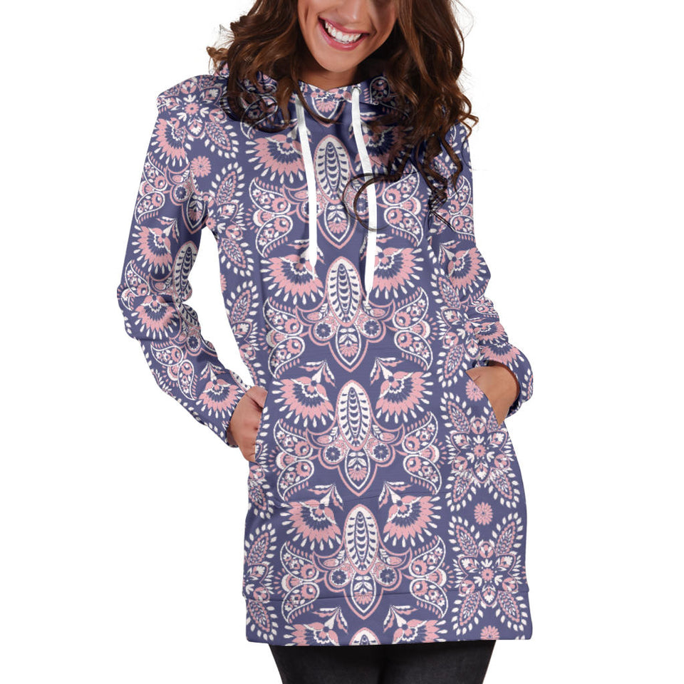 Indian Batik Style Pattern Women'S Hoodie Dress