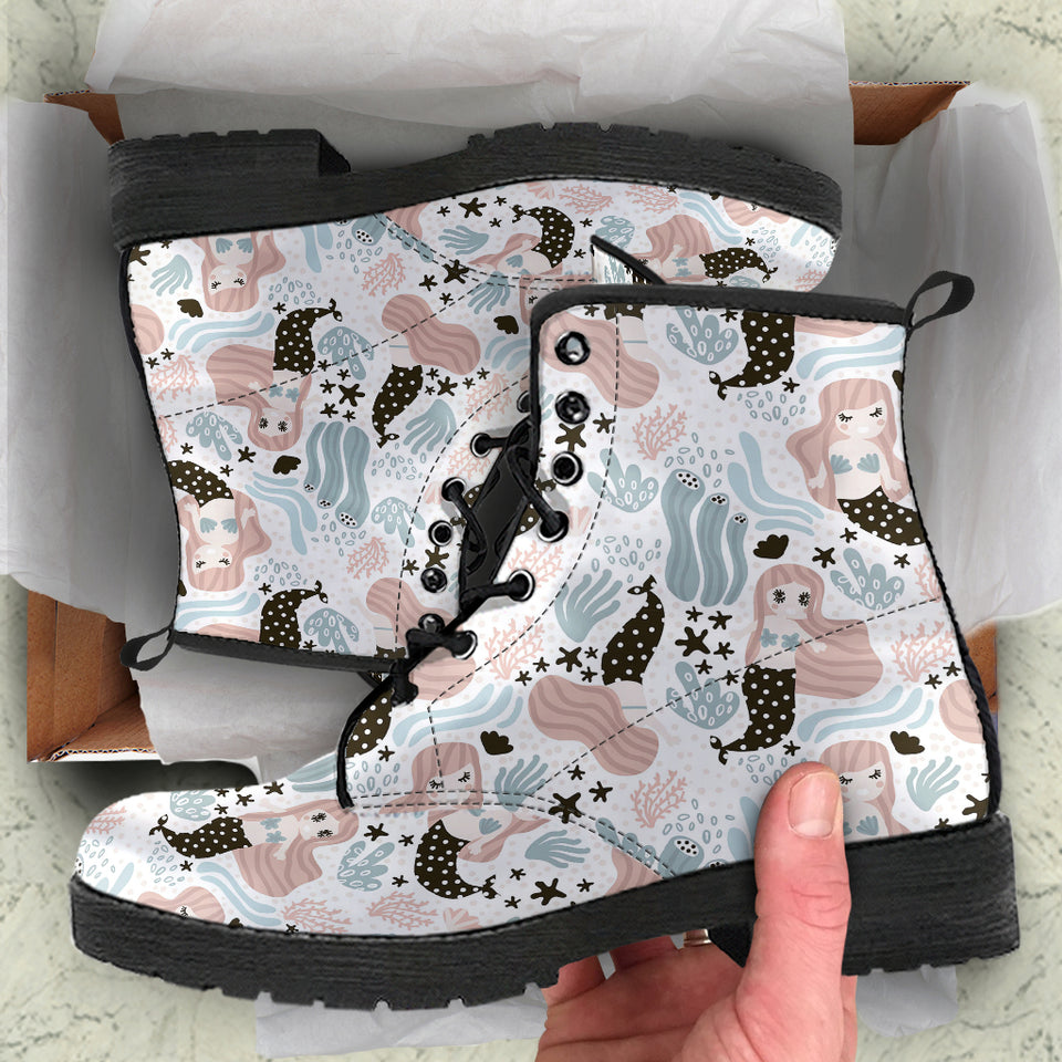 Cute Mermaid Pattern Leather Boots