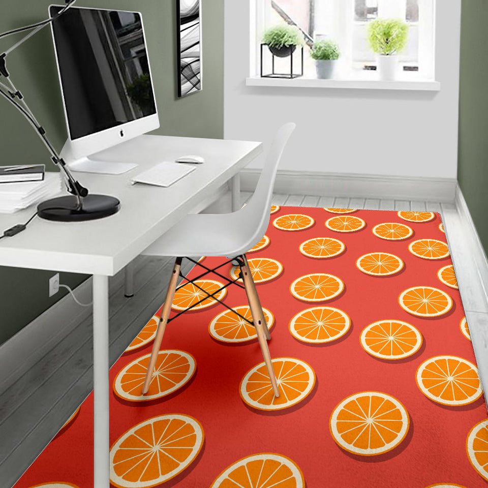 Oranges Pattern Red Background Area Rug