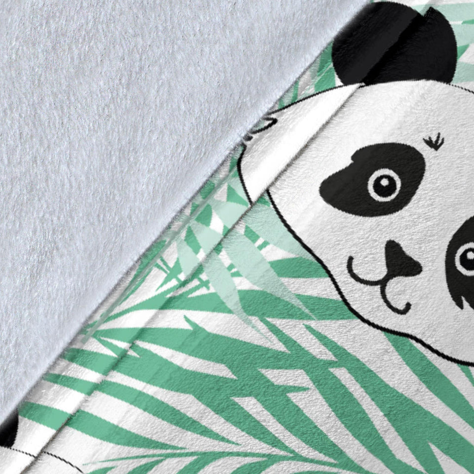 Panda Pattern Tropical Leaves Background Premium Blanket