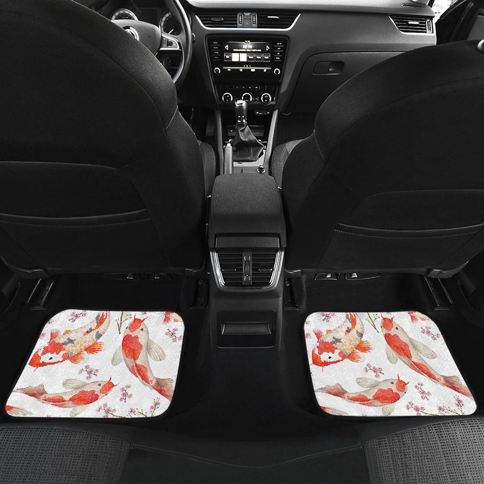 Watercolor Koi Fish Carp Fish Pattern Front And Back Car Mats