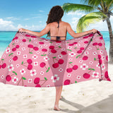 Cherry Flower Pattern Pink Background Sarong