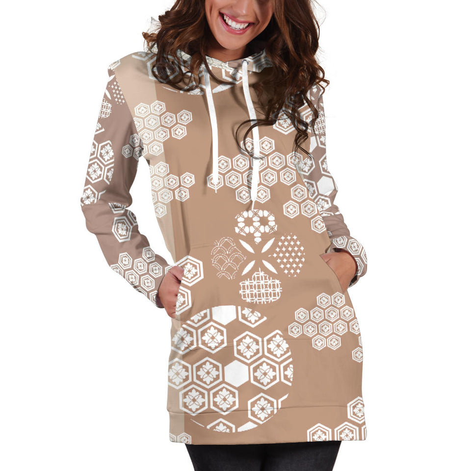 Beautiful Hexagon Japanese  Pattern Women'S Hoodie Dress