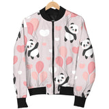 Cute Panda Ballon Heart Pattern Women'S Bomber Jacket