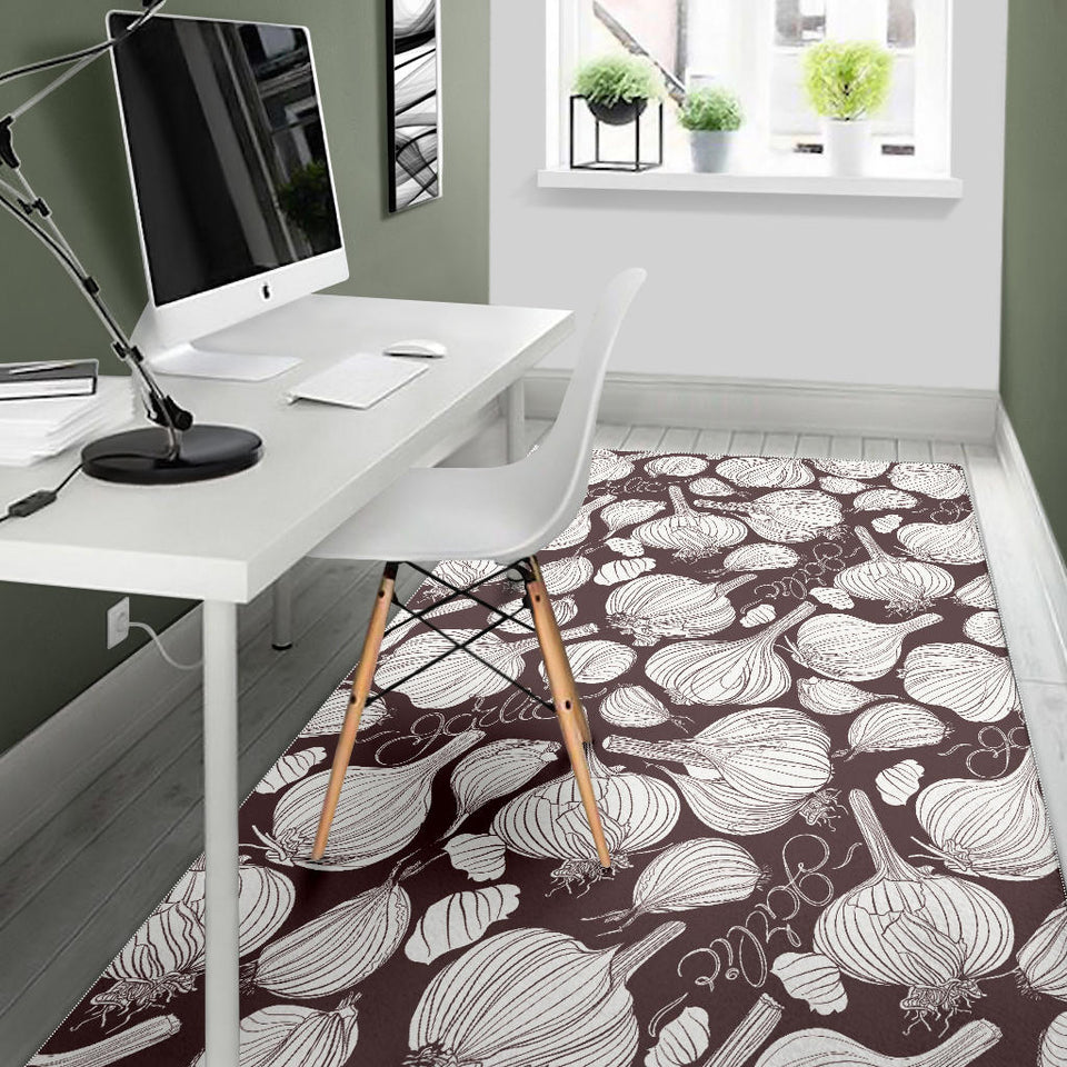 Garlic Bulb Dark Background Area Rug
