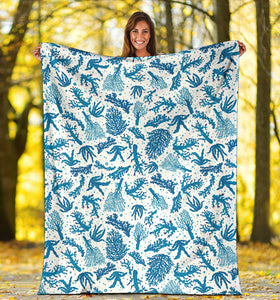 Coral Reef Pattern Print Design 01 Premium Blanket
