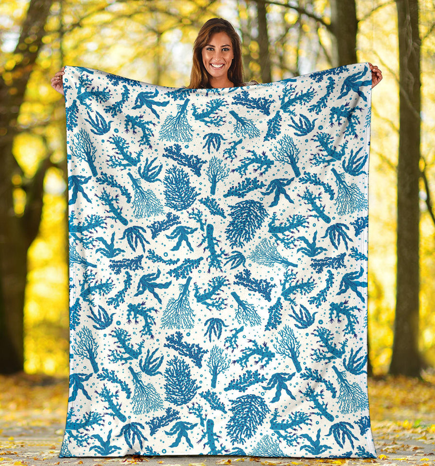 Coral Reef Pattern Print Design 01 Premium Blanket