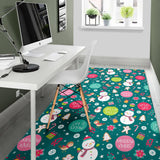 Snowman Bird Decorative Elements Christmas Pattern Area Rug