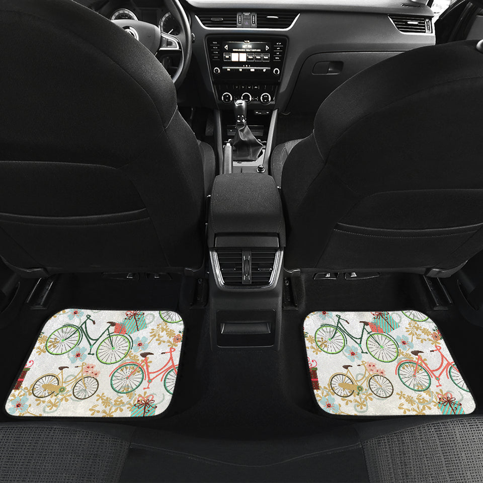 Bicycle Pattern Print Design 05 Front and Back Car Mats