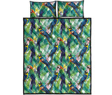 Colorful parrot exotic flower leaves Quilt Bed Set