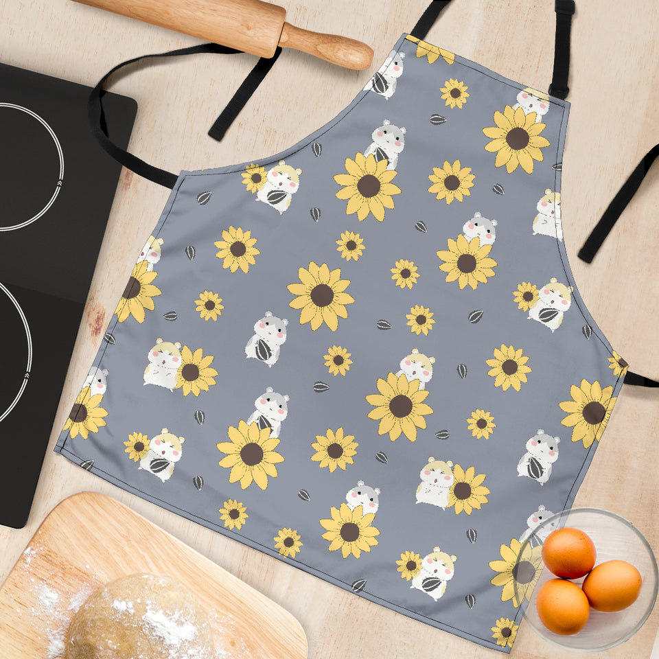 Cute Hamster Sunflower Pattern Background Adjustable Apron