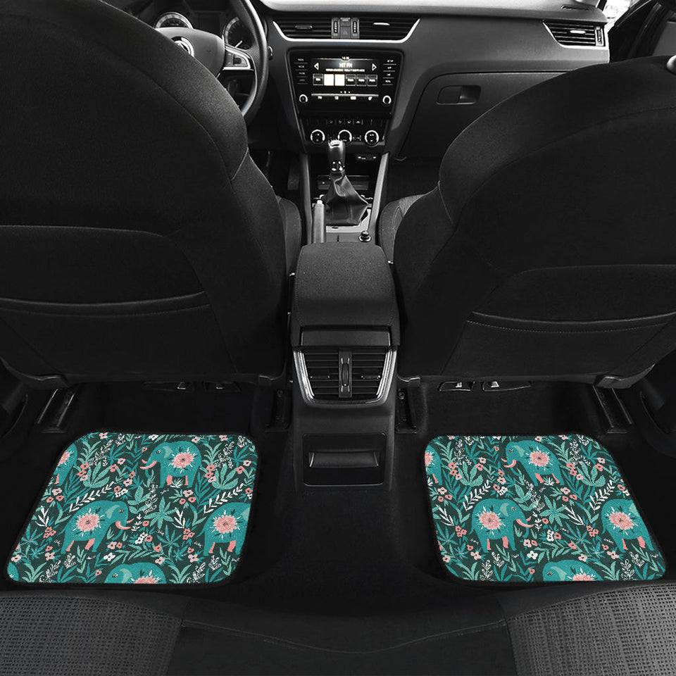 Elephants Jungle Pattern Front And Back Car Mats