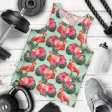 Beautiful flamingo tropical palm leaves hibiscus pateern background Men Tank Top