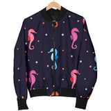 Watercolor Colorful Seahorse Pattern Women'S Bomber Jacket