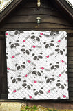 Hand Drawn Faces Of Pandas Pattern Premium Quilt