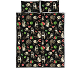Raccoon watermelon pattern Quilt Bed Set