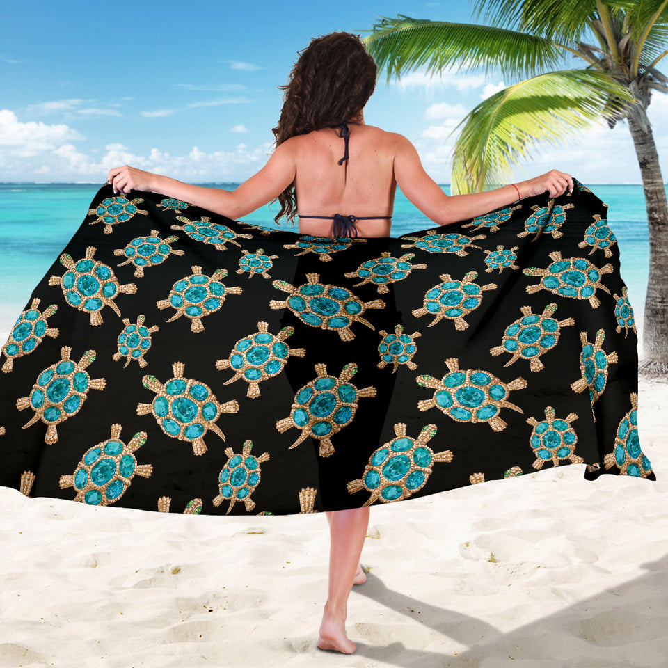 Sea Turtle Blue Stone Pattern Sarong
