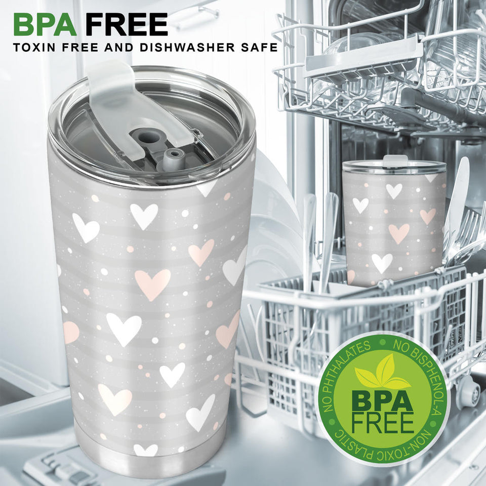 Heart Pattern Gray Background Tumbler