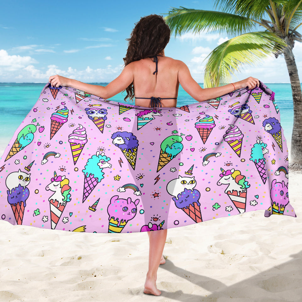 Cute Ice Cream Cone Animal Pattern Sarong