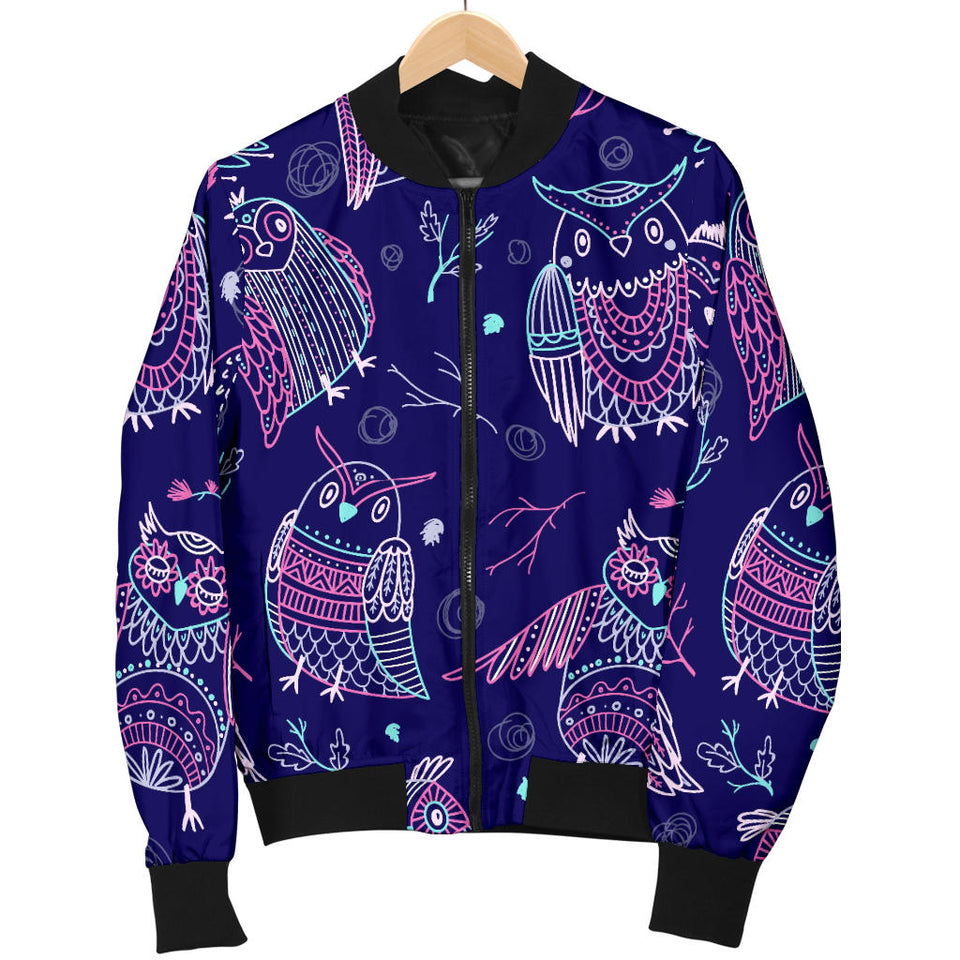 Cute Owls Pattern Boho Style Ornament Men'S Bomber Jacket