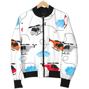 Watercolor Helicopter Cloud Pattern Women'S Bomber Jacket
