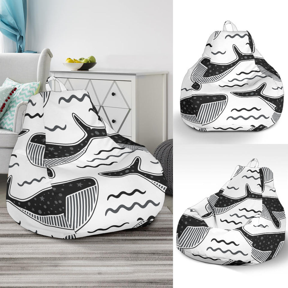Black Whale Pattern Bean Bag Cover