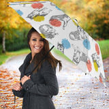 Siberian Husky And Colorful Circle Pattern Umbrella