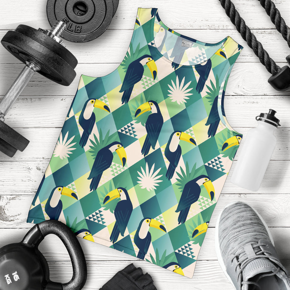Toucan tropical leaves design pattern Men Tank Top